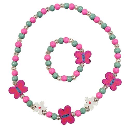 Fako Bijoux® - Kinderketting en Armband - Hout - Vlinders &, Sieraden, Tassen en Uiterlijk, Kettingen, Verzenden