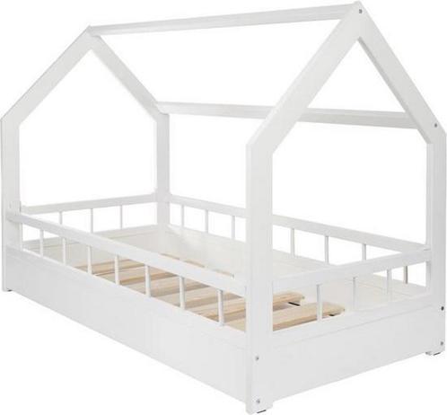 Huisbed kinderbed - 80x160 cm - wit - met bedhekken, Kinderen en Baby's, Kinderkamer | Bedden, Nieuw, Ophalen of Verzenden