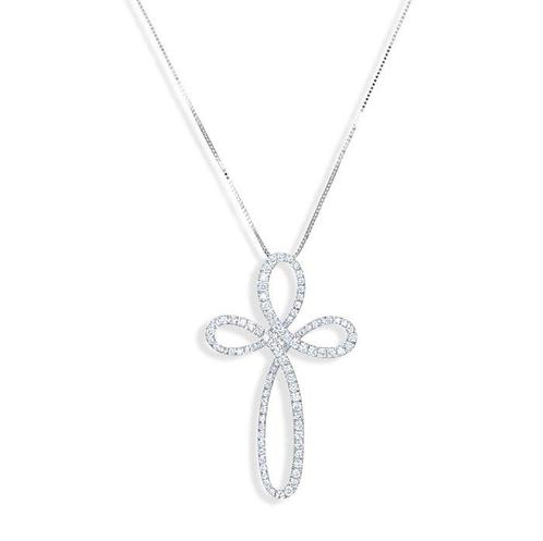 Ketting met hanger - 18 karaat Witgoud - 1.10ct. tw. Diamant, Sieraden, Tassen en Uiterlijk, Antieke sieraden