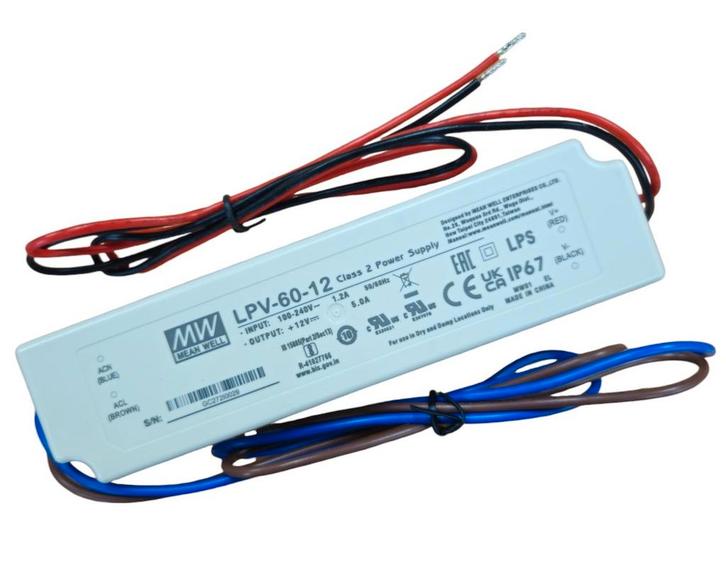 Mean Well LED Driver 230V-12Vdc 60W 5A IP67, Huis en Inrichting, Lampen | Overige, Nieuw, Ophalen of Verzenden