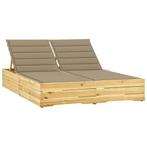 vidaXL Ligbed tweepersoons met beige kussens geïmpregneerd, Tuin en Terras, Ligbedden, Verzenden, Nieuw
