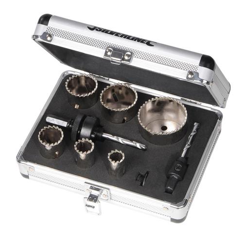 Silverline Complete gatenzaag set - diamant - Ø 19 t/m 57.., Doe-het-zelf en Verbouw, Gereedschap | Boormachines, Nieuw, Ophalen of Verzenden