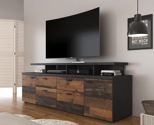 Meubella | TV-Meubel old wood 180x47x66 cm | Industrieel, Huis en Inrichting, Kasten | Televisiemeubels, 150 tot 200 cm, 25 tot 50 cm