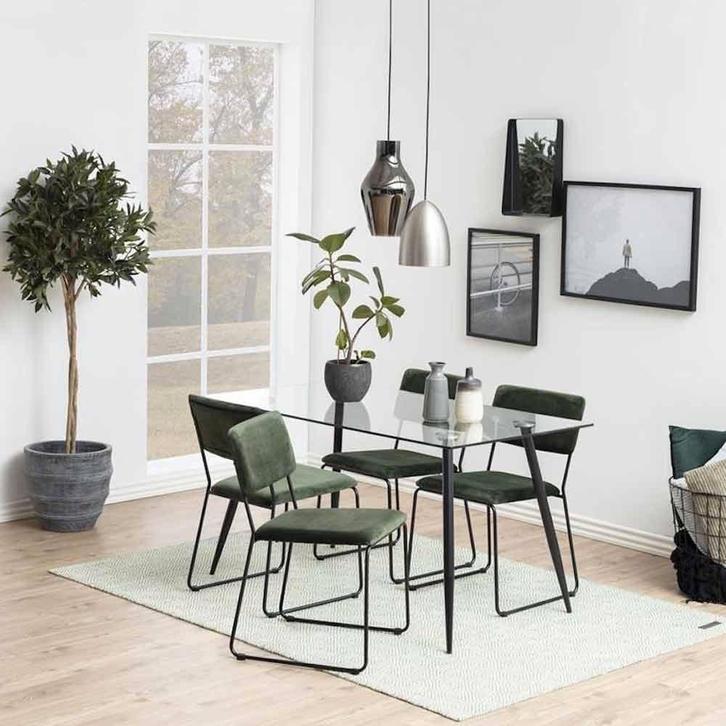 20% korting | Velvet eetkamerstoel | retro | donkergroen, Huis en Inrichting, Stoelen, Eén, Overige kleuren, Nieuw, Stof, Verzenden