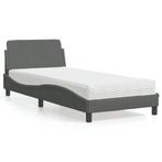 vidaXL Bed met matras Dover stof donkergrijs 90x200 cm, Huis en Inrichting, Slaapkamer | Bedden, 90 cm, Eenpersoons, Verzenden