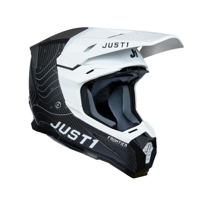 Just1 J-22 C Frontier Helmet – Black/White Carbon Matt, Motoren, Kleding | Motorkleding, Verzenden