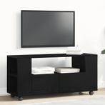 vidaXL Tv-meubel wielen 102x34,5x43 cm spaanplaat zwart, Verzenden, Nieuw, Overige houtsoorten