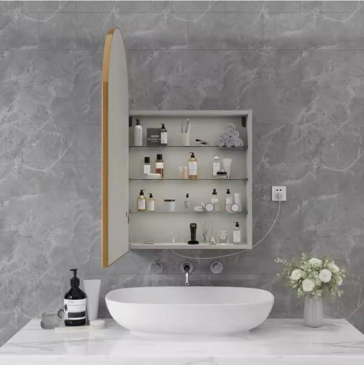 Houten Badkamer Spiegelkast met LED en Anti-Fog, Huis en Inrichting, Kasten | Overige, Nieuw, Verzenden