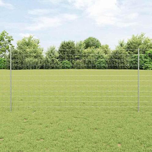 vidaXL Hecke met palen Zilver 1.2 x 10 m Staal, Tuin en Terras, Schuttingen, Nieuw, IJzer, Verzenden