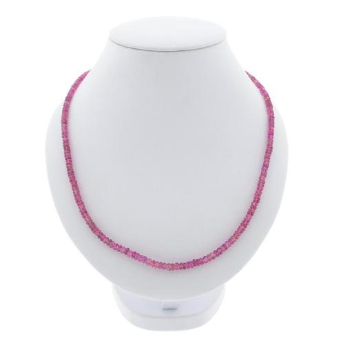 9 Krt. Roze toermalijn kralen ketting | 45 cm, Sieraden, Tassen en Uiterlijk, Antieke sieraden, Met edelsteen, Goud, Ophalen of Verzenden