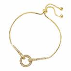 Fako Bijoux® - Dames Armband Gouden Cirkel Strass -, Sieraden, Tassen en Uiterlijk, Armbanden, Nieuw, Verzenden
