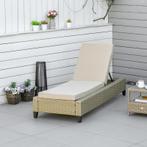 TRUUSK Poly Rotan Ligbed Met Kussen Ligbed 5-traps Verstelba, Verzenden, Nieuw