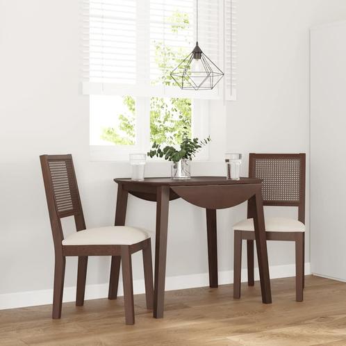 vidaXL Eetkamerstoelen met kussens 2 st massief hout rubber, Huis en Inrichting, Stoelen, Bruin, Nieuw, Verzenden