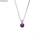 925 Zilveren ketting met amethist paarse kristal, Verzenden, Nieuw, Zilver