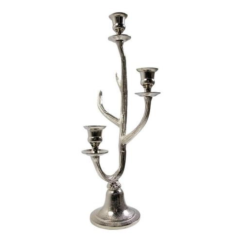 Kaarsen Standaard gewei zilver 3 h48cm, Huis en Inrichting, Woonaccessoires | Overige, Verzenden