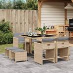 vidaXL 9-delige Tuinset met kussens poly rattan gemengd, Nieuw, 8 zitplaatsen, Tuinset, Verzenden