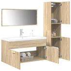 vidaXL 4-delige Badkamermeubelset bewerkt hout sonoma, Verzenden, Nieuw