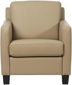 Taupe leren landelijke fauteuil - poot hout zwart - Massif L, Huis en Inrichting, Fauteuils, Nieuw, Ophalen of Verzenden, Landelijk