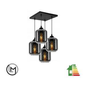 Hanglamp – Industrieel Met 4 Glas- Kappen beschikbaar voor biedingen