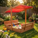 Houten Zandbak XL Rood Dak | Premium | OP=OP, Tuin en Terras, 100 tot 200 cm, Nieuw, Ophalen of Verzenden, 50 cm of meer