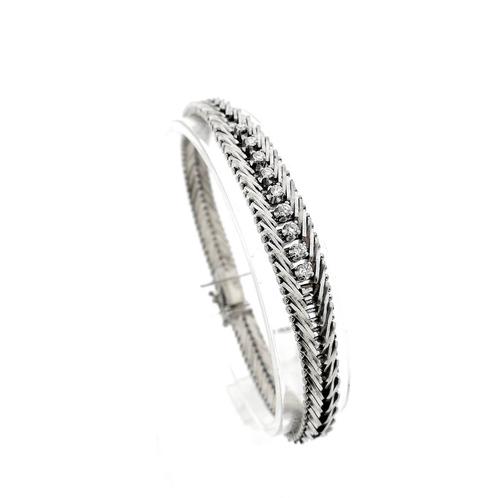 Witgouden armband met diamanten 0,36 ct. | 18 cm, Sieraden, Tassen en Uiterlijk, Armbanden, Overige kleuren, Gebruikt, Met edelsteen