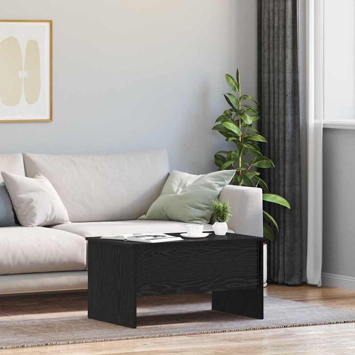 vidaXL Salontafel Zwart eiken 80 x 50,5 x 42,5 cm Bewerkt, Huis en Inrichting, Tafels | Salontafels, Nieuw, 50 tot 100 cm, Overige houtsoorten