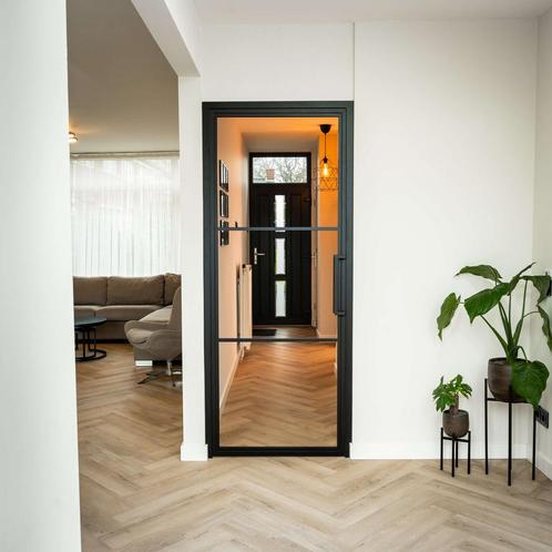 Stalen Binnendeur - 3 Vlaks - Helder glas, Doe-het-zelf en Verbouw, Deuren en Horren, Nieuw, Metaal, Binnendeur, 200 tot 215 cm