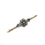 Victoriaanse gouden broche met diamant; 0,27 ct. | Antiek, Gebruikt, Overige kleuren, Ophalen of Verzenden, Met edelsteen