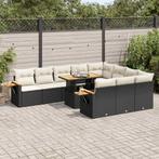 vidaXL 11-delige Loungeset met kussens poly rattan acacia, Tuin en Terras, Verzenden, Nieuw, Rotan, Loungeset
