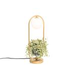 Art deco tafellamp goud met wit glas - Isabella, Huis en Inrichting, Lampen | Tafellampen, Nieuw, Overige stijlen