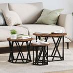 vidaXL Nestbare Bijzettafel 3 pcs Gerookt eiken 53 x 53 x 40, Verzenden, Rond, Nieuw, 50 tot 100 cm