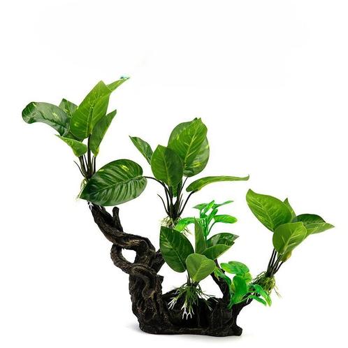 Kunstplanten op hout OS-227 - aquarium decoratie, Dieren en Toebehoren, Vissen | Aquaria en Toebehoren, Sierelement, Nieuw, Ophalen of Verzenden