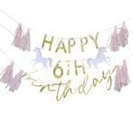 Unicorn Tassel Slinger 6 Jaar Happy Birthday 1,5m, Verzenden, Nieuw