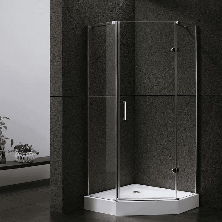 Douchecabine Sanilux Joëlle vijfhoek 1 deur 90x90cm 8mm, Doe-het-zelf en Verbouw, Sanitair, Douche, Nieuw, Chroom, Ophalen of Verzenden