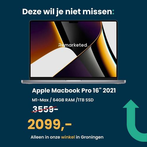 Apple MacBook Pro 2021 16 inch | M1 Max | 64GB RAM | 1TB SSD, Computers en Software, Apple Macbooks, 16 inch, 1 TB of meer, MacBook Pro