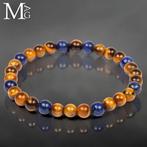 Elastische armband met lapis lazuli en tijgeroog kralen –