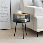 [en.casa] Bijzettafel Bjørnsund rond 45xØ34 cm houtkleurig e, Huis en Inrichting, Tafels | Bijzettafels, Verzenden, Nieuw