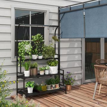 Plantenrek - Urban Living - 3 levels - 6 haken - zwart beschikbaar voor biedingen