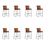 Set van 8 Leren barkrukken Mate hoog - Granada Savannah, Huis en Inrichting, Barkrukken, Ophalen of Verzenden, Nieuw, Leer, 90 cm of meer