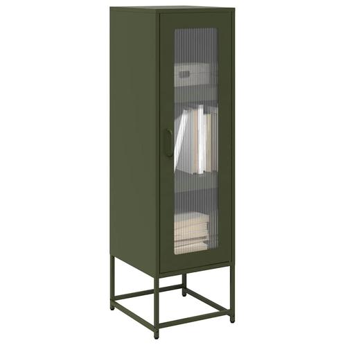 vidaXL buffetkast 36x39x123 cm koudgewalst staal olijfgroen, Huis en Inrichting, Kasten | Buffetkasten, Nieuw, Metaal, Verzenden