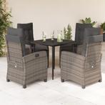 vidaXL 5-delige Tuinset met kussens poly rattan grijs, Tuin en Terras, Tuinsets en Loungesets, 4 zitplaatsen, Nieuw, Tuinset, Verzenden