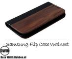 Samsung Galaxy S9 plus flip case Walnoot en leer, Telecommunicatie, Mobiele telefoons | Hoesjes en Frontjes | Samsung, Nieuw, Verzenden