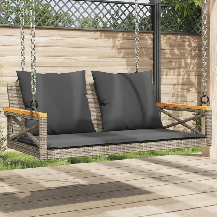 vidaXL Schommelbank met kussens 109x62x40 cm poly rattan, Tuin en Terras, Tuinbanken, Nieuw, Rotan, Verzenden