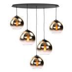 Hanglamp Semi goud glas 5 voudig E27 Ovaal Fantasy globes, Huis en Inrichting, Lampen | Hanglampen, Ophalen of Verzenden, Nieuw