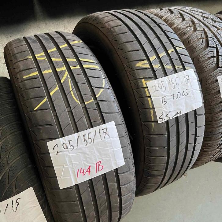 2 x Bridgestone Turanza T005 205-55-17 Zomerbanden 5,5mm, Auto-onderdelen, Banden en Velgen, 17 inch, Zomerbanden, 205 mm, Personenwagen