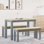 vidaXL 3-delige Eetset Panama massief grenenhout grijs, Huis en Inrichting, Complete eetkamers, Verzenden, Nieuw