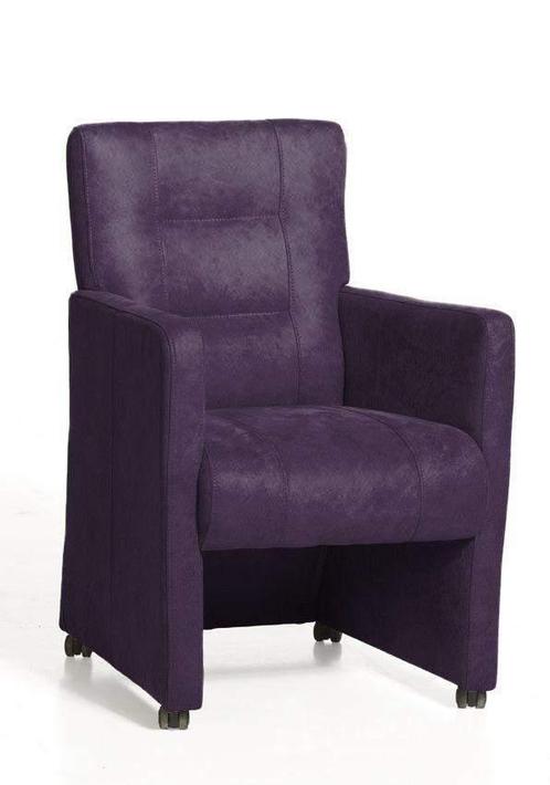Eetkamerstoel Donna met wieltjes - eetkamerstoelen - Paars, Huis en Inrichting, Stoelen, Nieuw, Stof