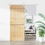 vidaXL Schuifdeur met beslag 85x210 cm massief grenenhout, Doe-het-zelf en Verbouw, Deuren en Horren, Verzenden, Nieuw