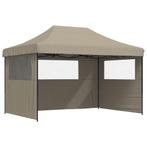 Partytent inklapbaar pop-up met 3 zijwanden taupe, Verzenden, Nieuw, 2 meter of meer, Partytent