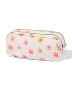 HEMA Etui dubbele rits 20x7cm bloemen lichtroze, Verzenden, Nieuw
